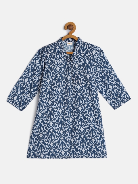 

Aomi Girls Navy Blue & White Printed A-Line Dress