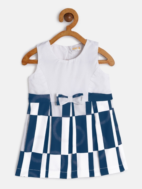 

Aomi Infant Girls Navy Blue & White Colourblocked Fit and Flare Dress