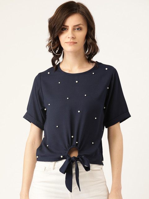 

Chinyere Women Navy Blue Embellished Top