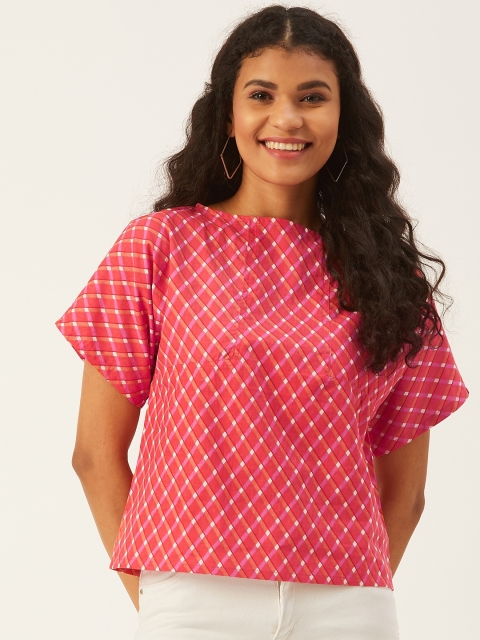 

InWeave Women Pink & White Printed Top
