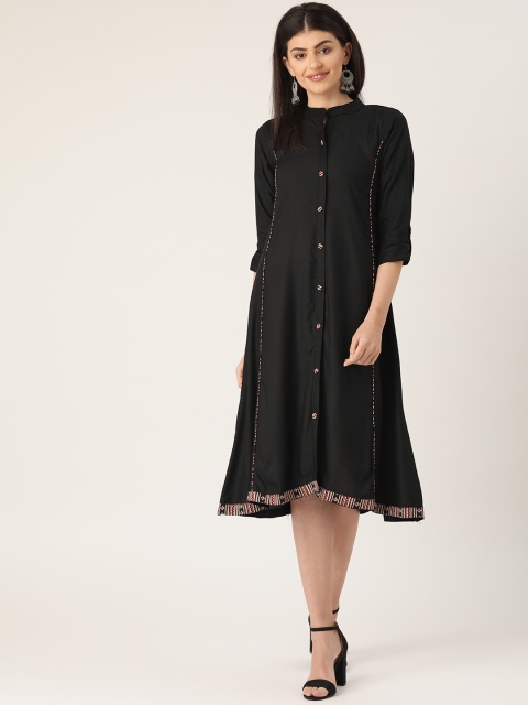 

InWeave Women Black Solid A-Line Dress