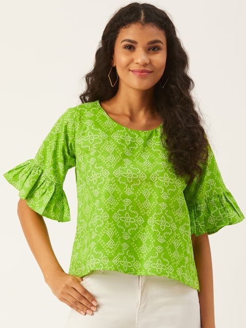 

InWeave Women Green & Off-White Bandhani Print Top