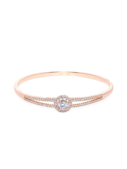 

Peora Gold-Toned Silver-Plated CZ Studded Bangle-Style Openable Kada Bracelet