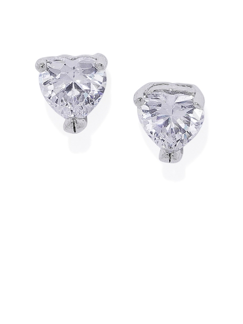 

Peora Silver-Plated CZ-Studded Contemporary Studs