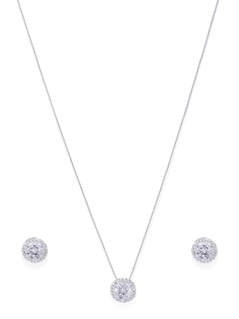 

Peora Women Silver-Plated Crystal-Studded Jewellery Set