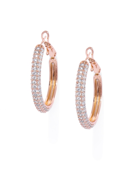 

Peora Gold Plated White Circular Hoop Earrings