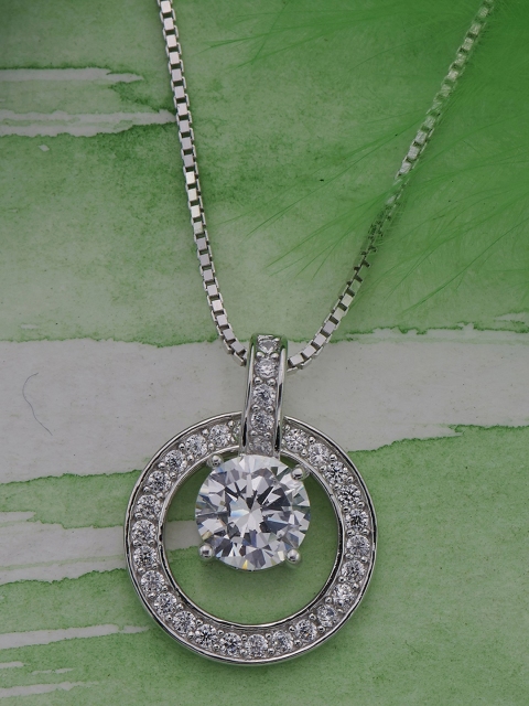 

Peora Women Silver-Toned Rhodium-Plated Cubic Zirconia Studded Chain With Pendant