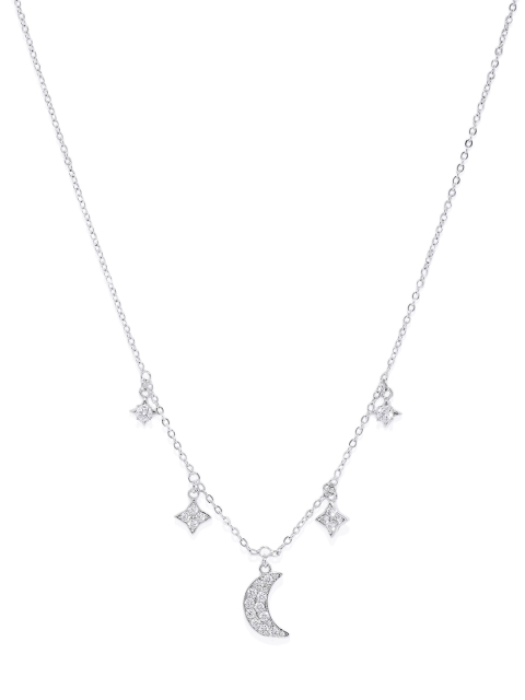 

Peora Women Silver-Plated Cubic Zirconia Studded Chain With Pendant