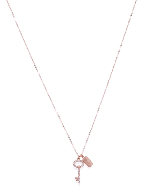 

Peora Women Rose Gold-Plated CZ-Studded Pendant With Chain