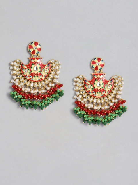 

Peora Maroon & Gold-Plated Classic Drop Earrings