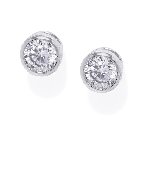 

Peora Silver-Plated Diamond Cut CZ Studded Circular Studs