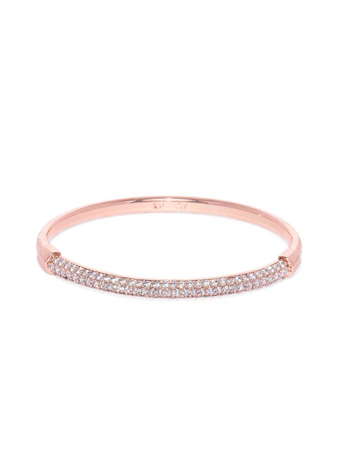 

Peora Rose Gold-Toned Zirconia Studded Bangle-Style Openable Kada Bracelet