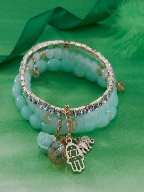 

Peora Gold-Plated & Blue Charm Bracelet