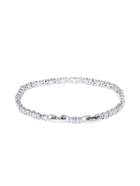 

Peora Silver-Plated Diamond Cut CZ Studded Link Bracelet