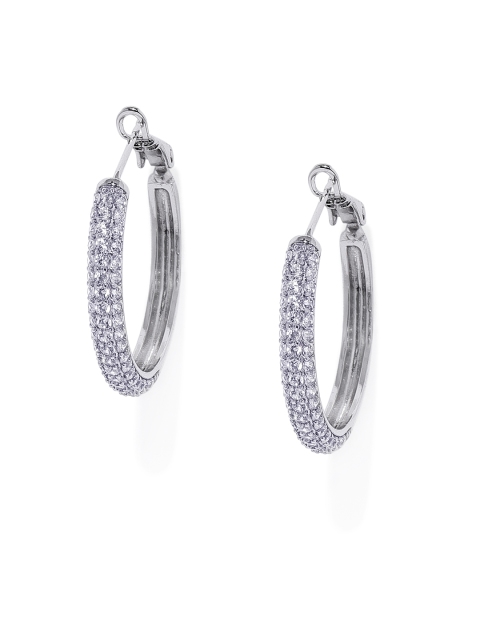 

Peora Silver-Plated Cubic Zirconia Contemporary Hoop Earrings