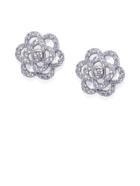 

Peora Rhodium-Plated Silver-Toned Cubic Zirconia Floral Studs