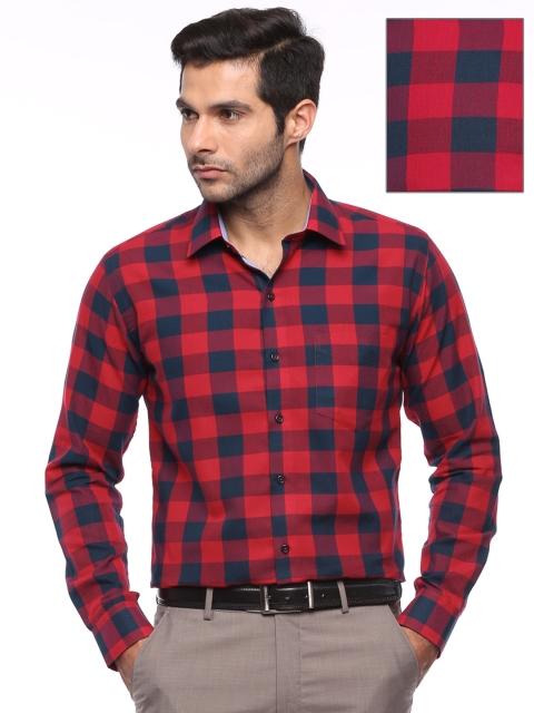 

Hancock Navy & Red Slim Semiformal Shirt, Navy blue