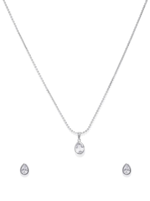 

Peora Women Silver-Plated Crystal-Studded Jewellery Set