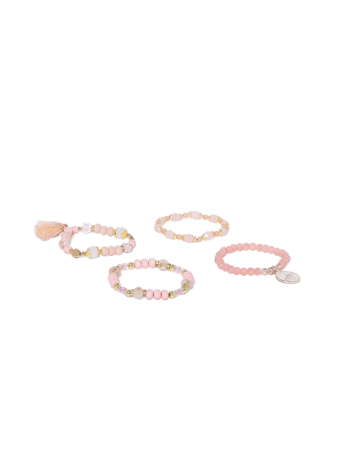 

Peora Set Of 4 Peach-Coloured Gold-Plated Bracelet