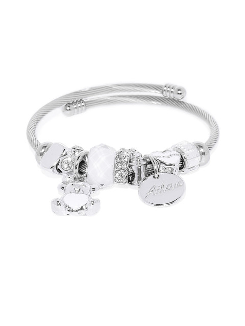 

Peora Silver-Plated Enamel Crystal Studded Charm Bracelet