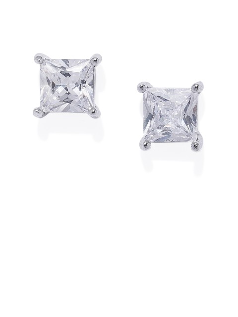 

Peora Silver-Plated CZ-Studded Square Studs