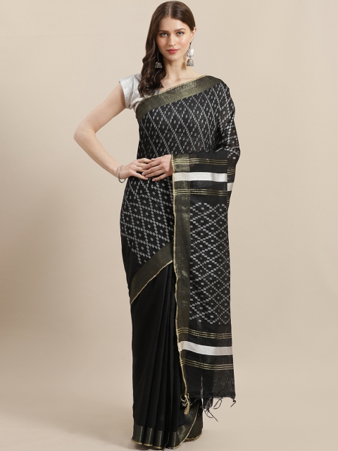 

swatika Black & White Woven Design Bhagalpuri Handloom Saree