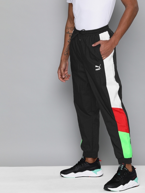 

Puma Men Black & White Straight Fit TFS OG Colourblocked Cropped Joggers