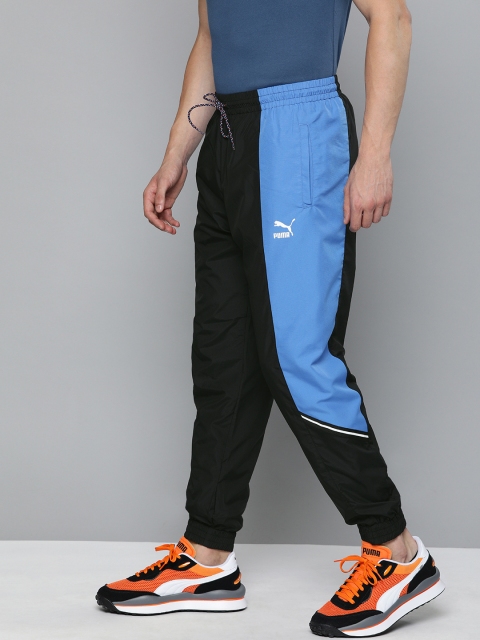 

Puma Men Black & Blue Colourblocked TFS Woven Regular Fit Joggers