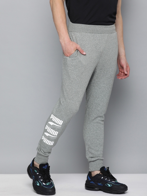 Men Grey Melange Printed REBEL Bold Joggers