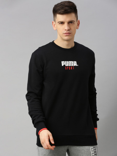 

Puma Men Black Solid Sweatshirt With Printed Detailing