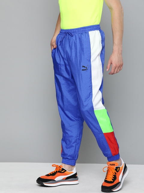 

Puma Men Black & White Colourblocked TFS OG Straight Fit Joggers, Blue