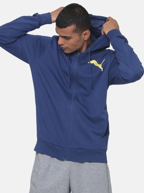 

Puma Men Blue Solid Hooded Sweatshirt