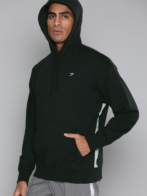 

Puma Men Black Solid Hooded Downtown Pullover Sweatshirt With Side Strip Detail