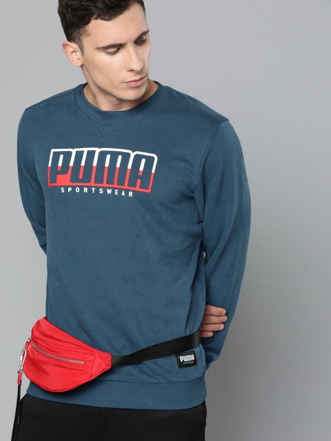 

Puma Men Blue Printed ATHLETICS Crew TR Sweatshirt