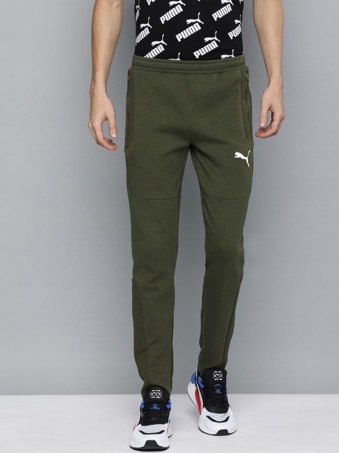 

Puma Men Olive Green Slim Fit EVOSTRIPE dryCell Technology Solid Track Pants