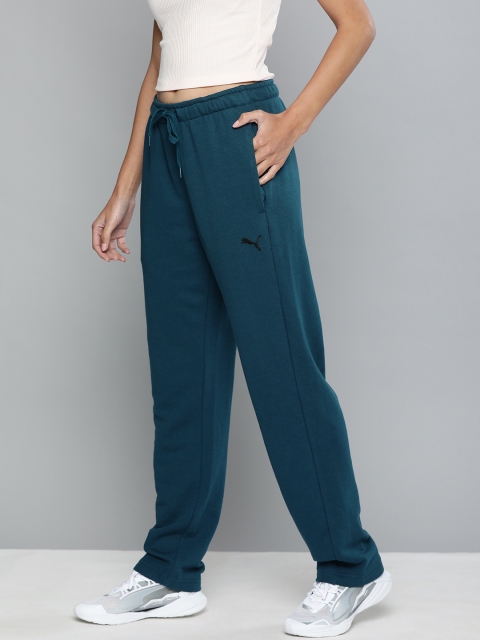 

Puma Women Teal Blue Solid Regular India Zippered Terry Track Pants