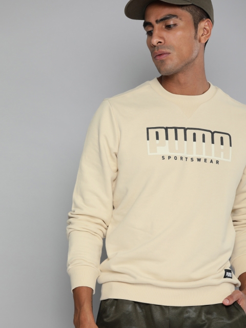 

Puma Men Beige Printed ATHLETICS Crew TR Pullover Sweatshirt