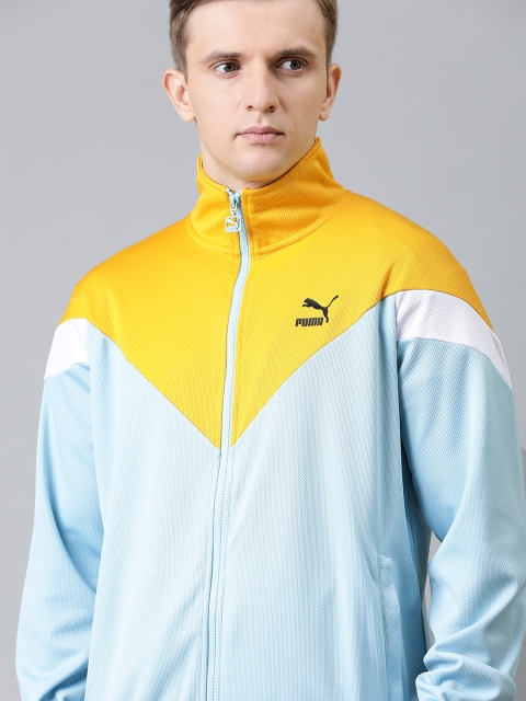 

Puma Men Blue & Yellow Colourblocked Lightweight Iconic MCS Track Summer Sporty Jacket