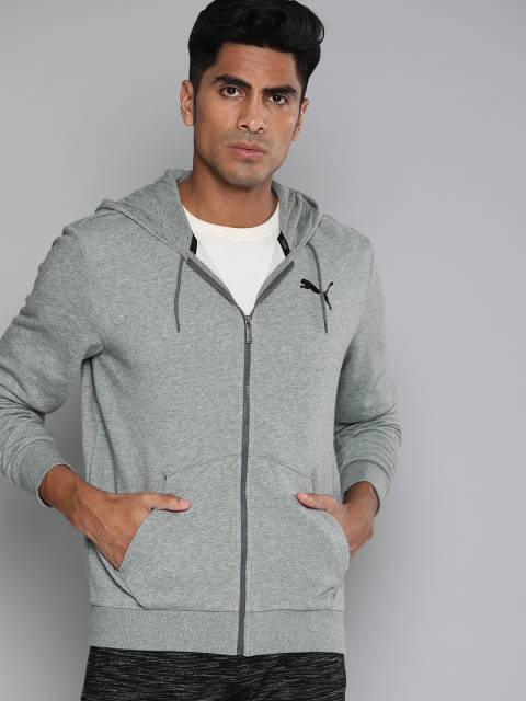 

Puma Men Grey Solid Essentials Hooded Sweatshirt
