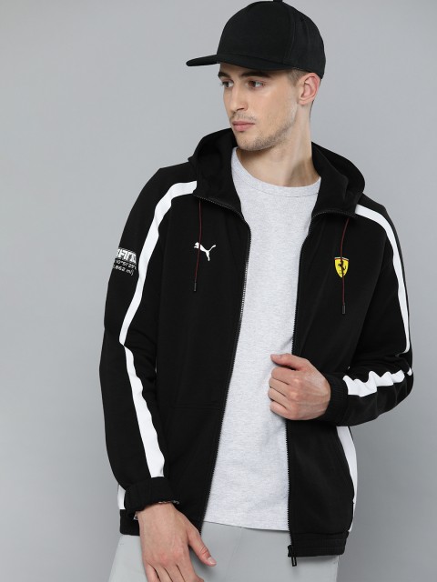 

PUMA Motorsport Men Black & White Colourblocked SF Hooded Sweatshirt