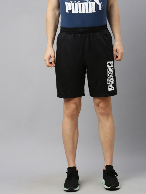 

Puma Men Black Brand Logo Printed Regular Fit Sports Shorts
