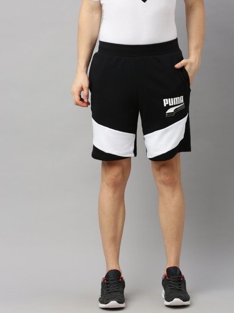 

Puma Men Black Striped Regular Fit REBEL Block Sports Shorts