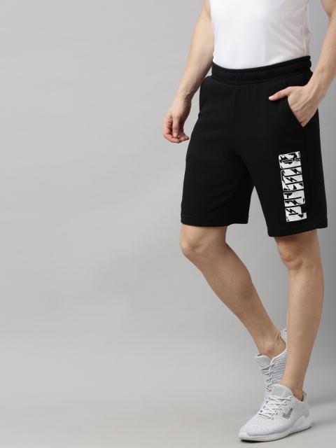 

Puma Men Black Solid Graphic Regular Fit Sports Shorts with Printed Detail