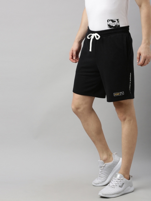 

Puma Men Black Solid Regular Fit Hemp Sports Shorts with Printed Detail