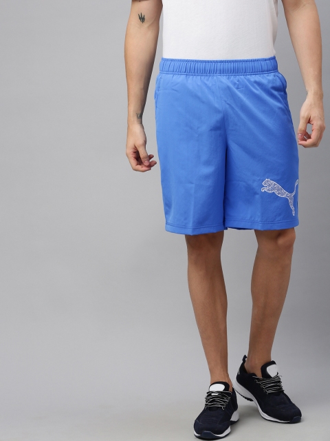 Men Blue Solid Regular Fit RTG Woven Sports Shorts