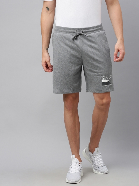 

Puma Men Grey Solid ATHLETICS Shorts 8" TR Regular Fit Sports Shorts with Printed Detail