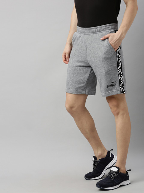 

Puma Men Grey Solid AMPLIFIED Regular Fit Sports Shorts with Side Stripes