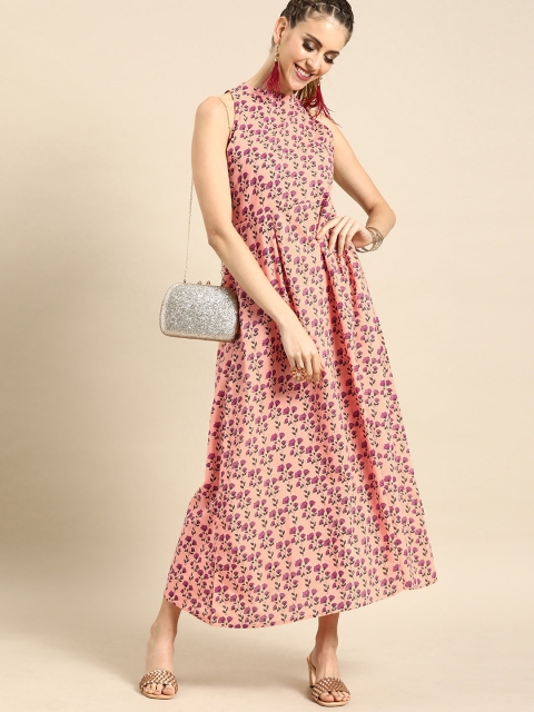 

Nayo Women Pink Printed A-Line Dress