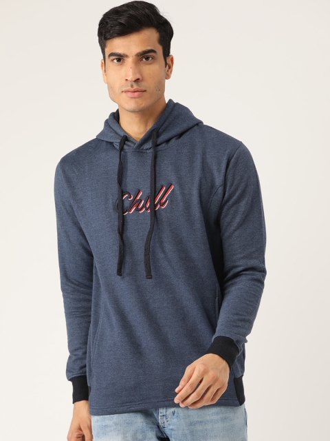 

HARBORNBAY Men Navy Blue Solid Hooded Sweatshirt