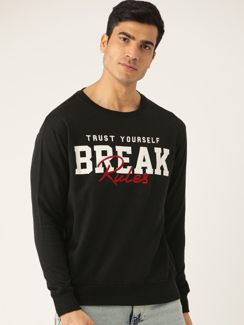 

HARBORNBAY Men Black & White Printed Sweatshirt